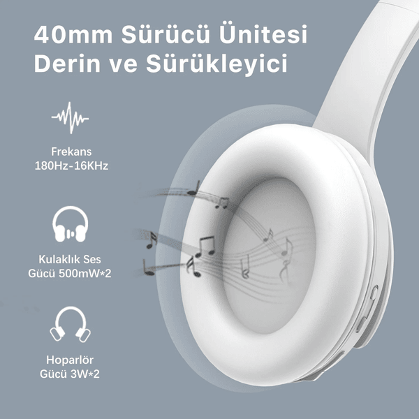 BIX BH2-IG Buz Grisi Souncraft BH2 Katlanabilir Kablosuz Kulaklık