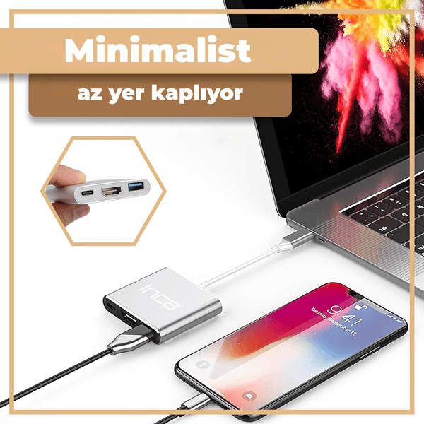 INCA ITPC-04T 0.15metre TYPE-C - HDMI Görüntü Adaptörü Gümüş 100W