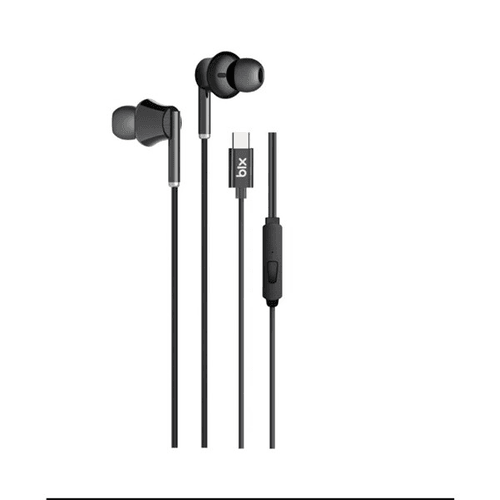 BIX HF01C-BK Type-C Siyah 14MM EXTRA BASS KULAKİÇİ Mikrofonlu Kulaklık