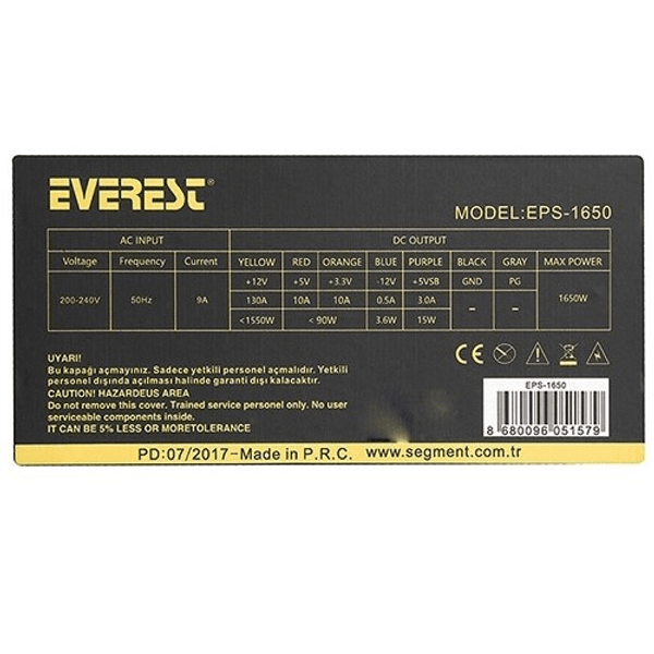 EVEREST 1650W EPS-1650 14cm Fanlı Power Supply Mining