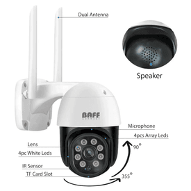 BAFF 2MP PTZ Speed Dome Wıfı Kablosuz IP Kamera SMART-6207