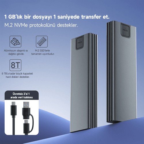 FRISBY FHC-M2315 Type-C USB 3.1 PCIe NVMe M2 Alüminyum Harddisk Kutusu