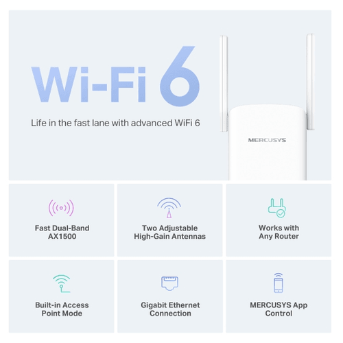 MERCUSYS ME60X WIFI6 AX1500 Menzil Genişletici Router Priz Tip