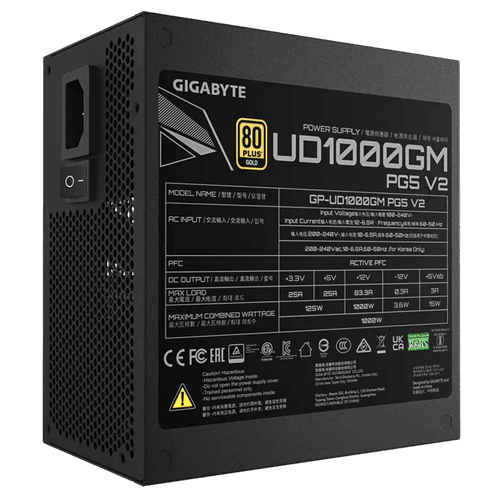 GIGABYTE 1000w 80+Gold GP-UD1000GM PG5 V2 Tam Modüler Power Supply