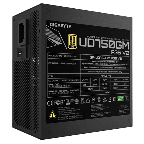 GIGABYTE 750w 80+Gold GP-UD750GM PG5 v2 Tam Modüler Power Supply