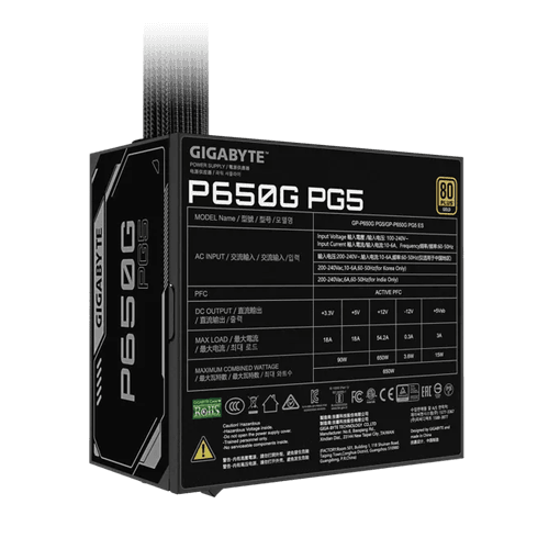 GIGABYTE 650w 80+Gold GP-P650G PG5 PCIe 5.1 Power Supply