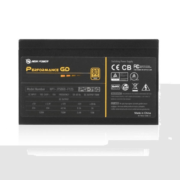 HIGH POWER 750W 80  GOLD PERFORMANCE GD HP1-J750GD-F12S 12cm Fanlı Power Supply