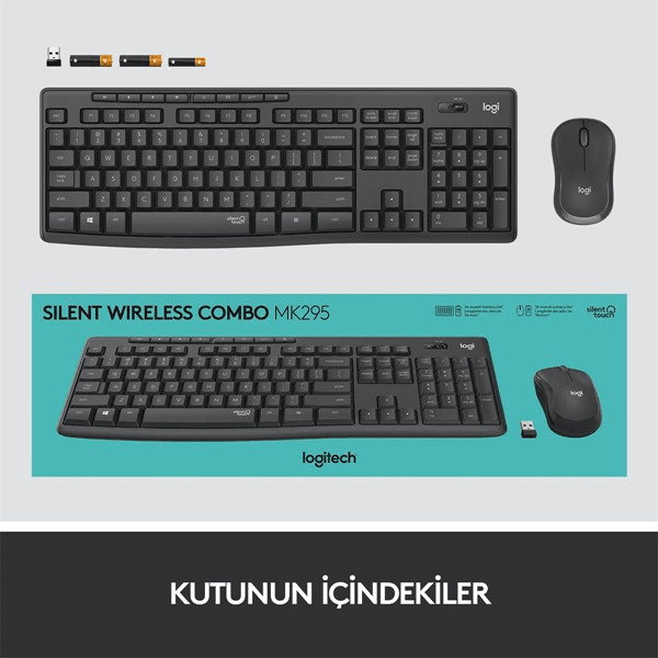 LOGITECH MK295 Kablosuz Q Trk Sessiz Siyah Multimedya Klavye - Mouse Set 920-009804