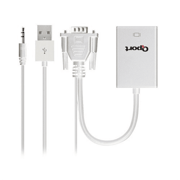 QPORT Q-VH 0.15metre VGA- HDMI Görüntü Adaptörü Beyaz Sesli 1080p