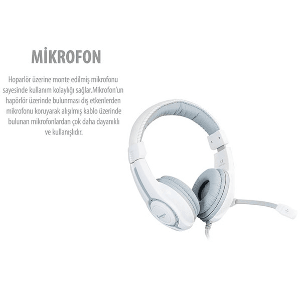 RAMPAGE SN-R1 Stereo 3.5mm Jack Beyaz-Gri Gaming Mikrofonlu Kulaklık