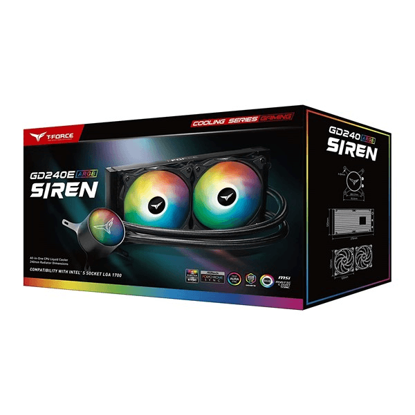 TEAM 240mm GD240E TB120502 RGB Sıvı Soğutmalı AM5-1700p İşlemci Fanı Siyah