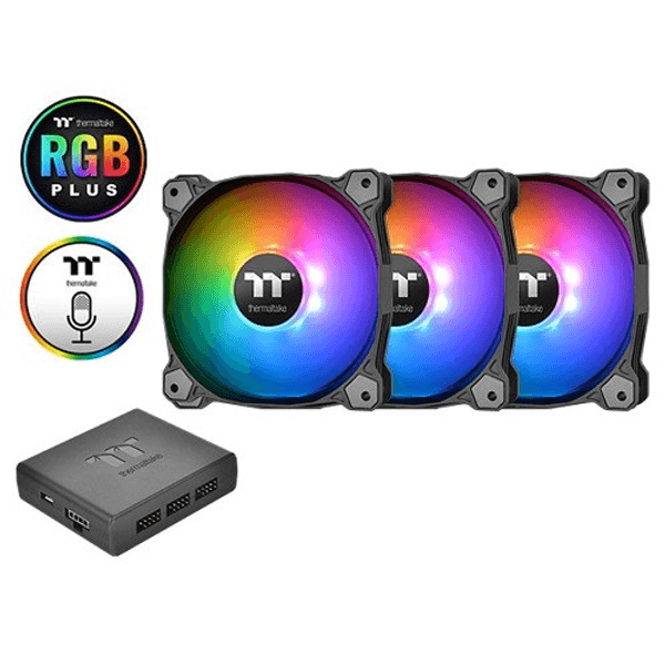 THERMALTAKE 12cm Pure Plus 12 RGB CL-F063-PL12SW-A Siyah 18x LED RGB 3lü Kasa Fanı Kiti 6pin Hız Kontrollü
