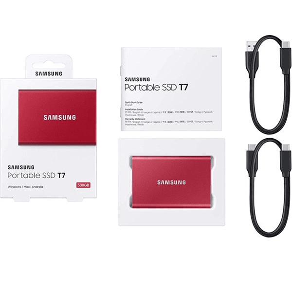 SAMSUNG 500GB T7 MU-PC500R/WW SSD USB HARİCİ DİSK KIRMIZI