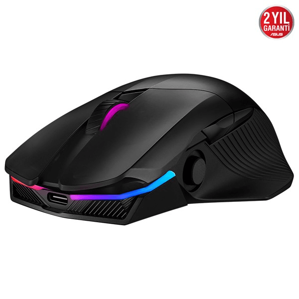 Asus Rog Chakram Rgb Qi Şarj Ve Yan Joystıck Üç Modlu Bağlantı Kablolu/2.4Ghz/Bluetooth 16000 Dpı Sensör Vidasız Manyetik Tuşlar Ve Kapak Aura Sync