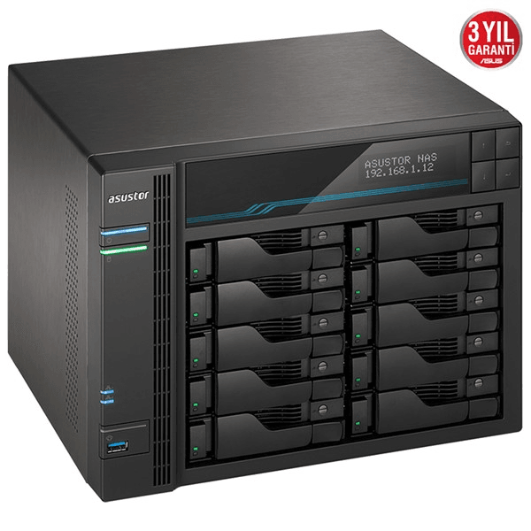 ASUSTOR AS6510T-8GB ATOM C3538 8GB RAM-10-diskli Nas Server (Disksiz)