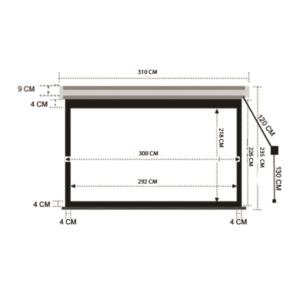 Codegen SX-30 300x225 cm Motorlu Elektrikli Uzaktan Kumandalı Gümüş Kumaş Projeksiyon Perdesi