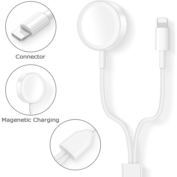 Codegen Apple Watch SE/8/7/6/5/4/3/2/1 ve İphone 14/13/12/11/Pro/Max Serisi Uyumlu 2in1 Şarj Kablosu Adaptörü Manyetik Şarj Aleti