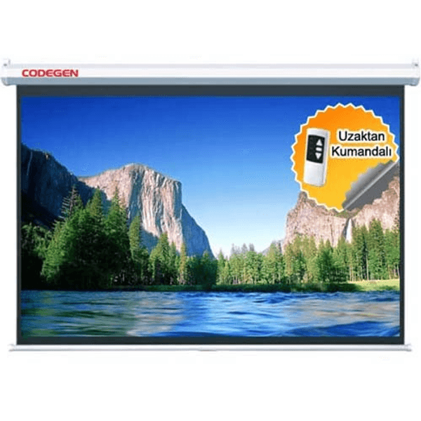 Codegen SX-20 200x200 cm Motorlu Elektrikli Uzaktan Kumandalı Gümüş Kumaş Projeksiyon Perdesi