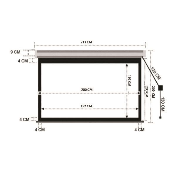 Codegen SX-20 200x200 cm Motorlu Elektrikli Uzaktan Kumandalı Gümüş Kumaş Projeksiyon Perdesi