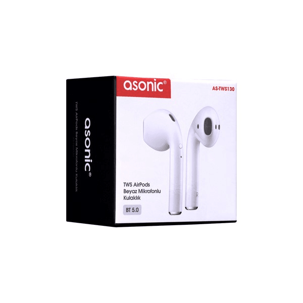 Asonic AS-TWS130 Beyaz Mobil Telefon Uyumlu Bluetooth TWS AirPods Mikrofonlu Kulaklık