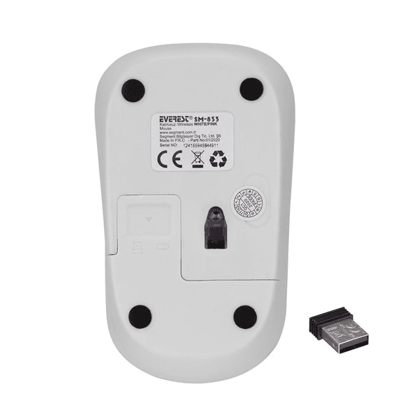 Everest SM-833 Usb Beyaz/Pembe 1200dpi Optik Kablosuz Mouse