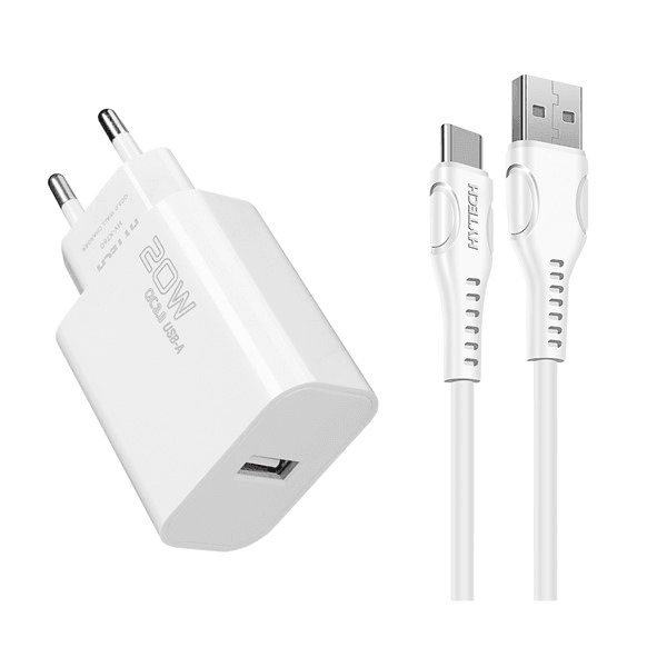 Hytech HY-XT60T 20W Quick 3.0 Type USB-C Beyaz Kablo + Ev Şarj Adaptör