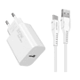 Hytech HY-XT60T 20W Quick 3.0 Type USB-C Beyaz Kablo + Ev Şarj Adaptör