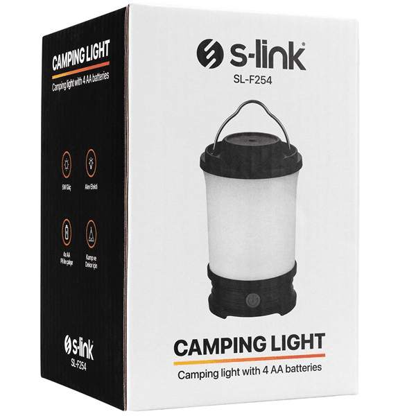 S-link SL-F254 3W Led+2 SMD+1 Kırmızı Led Pilli Işık Ayarlı ve Modlu Kamp Feneri