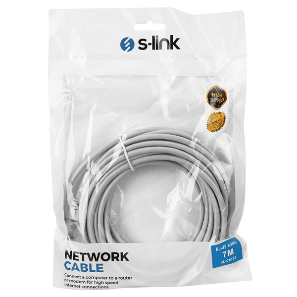 S-link SL-CAT07 RJ-45 7m CAT7 Gri Patch Kablo