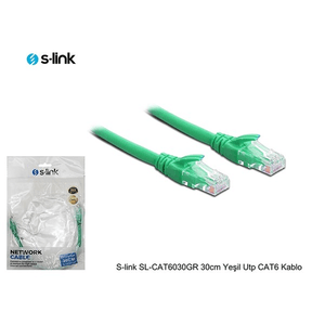S-link SL-CAT6030GR 30cm Yeşil Utp CAT6 Patch Kablo