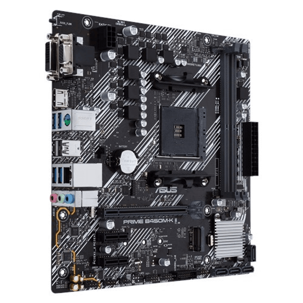 ASUS PRIME B450M-K II DDR4 M2 PCIe NVME DVI PCIe 16X v3.0 AM4 mATX