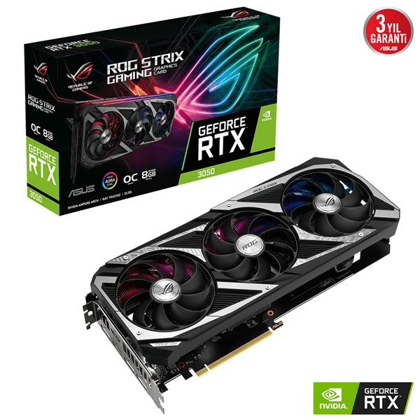 ASUS RTX3050 8GB ROG STRIX RTX3050-O8G GAMING GDDR6 128bit HDMI DP PCIe 16X v4.0