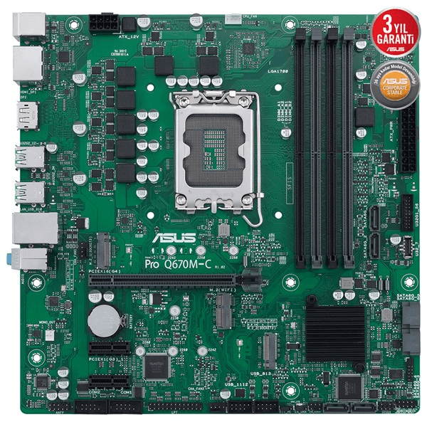 ASUS PRO Q670M-C CSM DDR5 HDMI DP PCIe 16X v5.0 1700p mATX Kurumsal Anakart