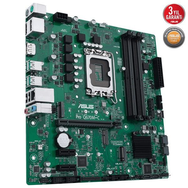 ASUS PRO Q670M-C CSM DDR5 HDMI DP PCIe 16X v5.0 1700p mATX Kurumsal Anakart