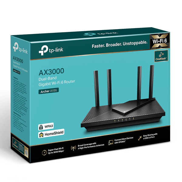 TP-LINK Archer AX55 AX3000 WiFi6 Gigabit Dual Band Ev Ofis Tipi Router