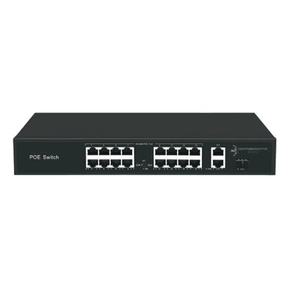 ODS 16port PoE  200w 2-Uplink 10/100 Yönetilemez Switch 08ODS-16P2U-200