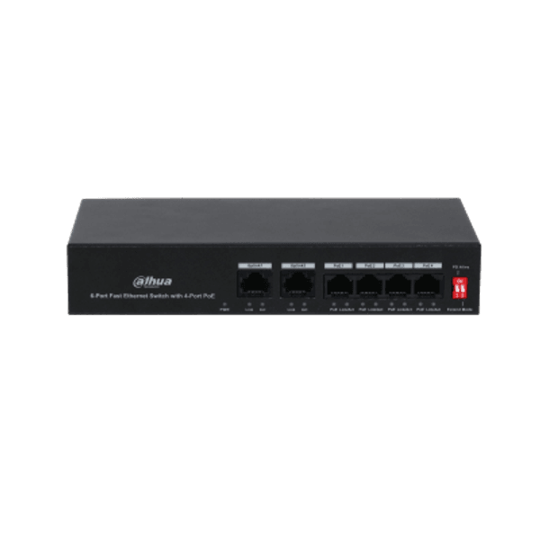 DAHUA 6port 36w 4port PoE PFS3006-4ET-36 10/100 2X-UPLINK Yönetilemez Switch  