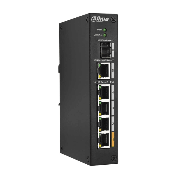 DAHUA 4port PoE 60w 1-SFP 10/100 Yönetilemez Endüstriyel Switch PFS3106-4ET-60