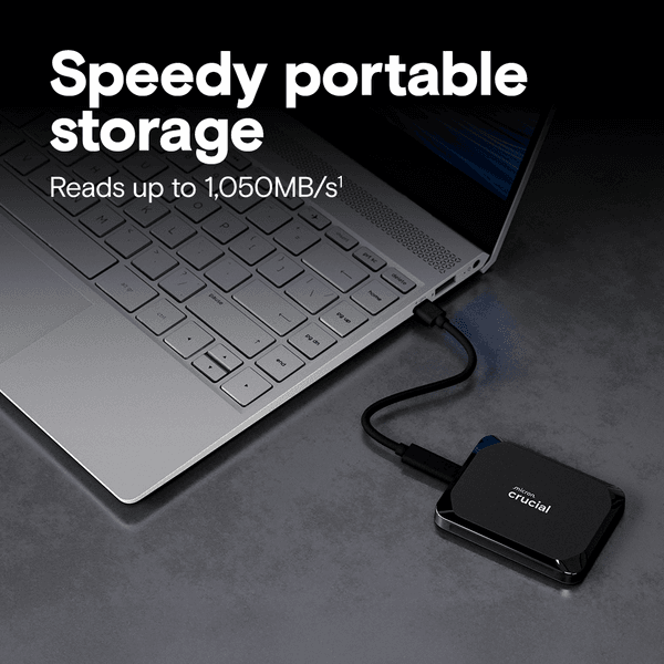 CRUCIAL 1TB X9 CT1000X9SSD9 1050-1050MB/s SSD TypeC Harici Disk