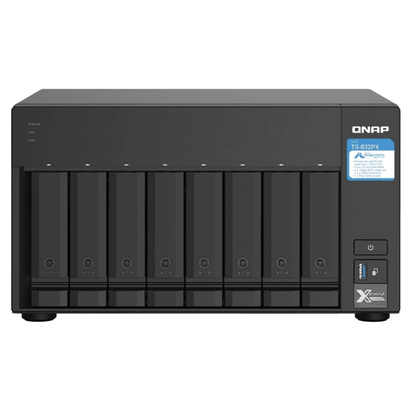 QNAP 8diskli Alpine AL324 QC-4GB RAM-10GbE SFP+ Nas Server TS-832PX (40357)
