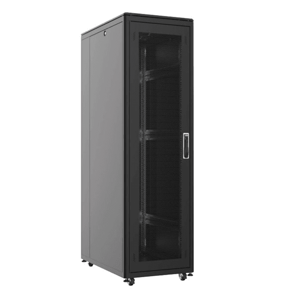 AGER 22u + 2li Fan 600x1000mm Dikili Tip Siyah Kabinet Vega AG-VB22U6010S1 Cam Kapak