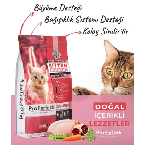 Pro Perfeck Premium Tavuklu Narlı Havuçlu Yavru Kedi Maması 2 KG