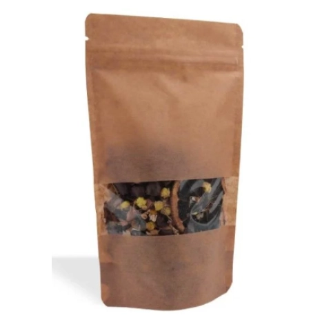 Kraft Pencereli Kilitli Doypack 13*22,5*7 1 adet 250g kapasiteli