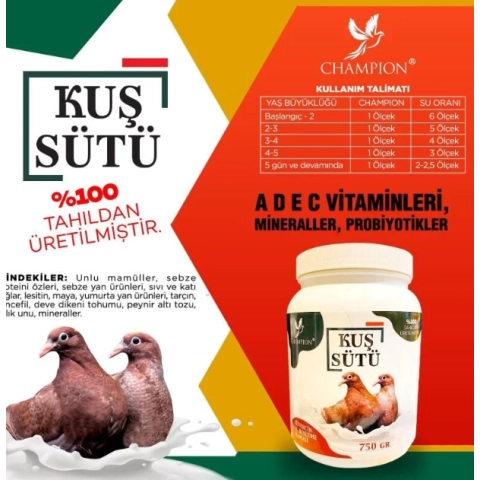 CHAMPION Kuş sütü güvercin el besleme maması 750 G