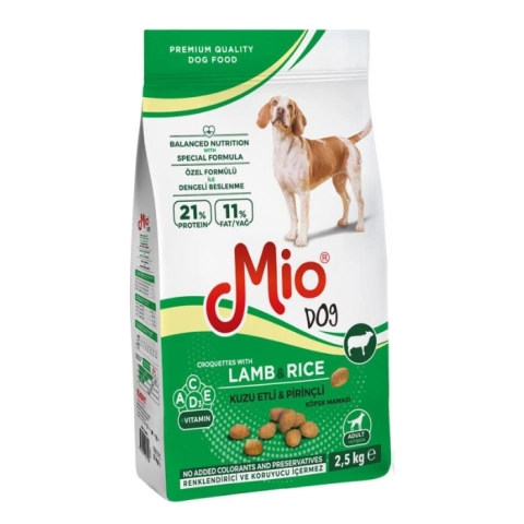 Mio Kuzu Etli Pirinçli Yetişkin Köpek Maması 2.5 Kg