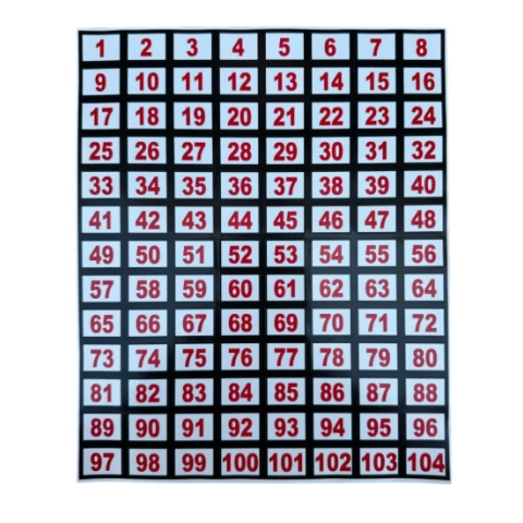 Kafes ve Yuva Numaratör 1'den 104'e kadar