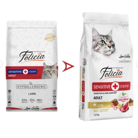 Felicia Hipoalerjenik Kuzu Etli Düşük Tahıllı Yetişkin Kedi Maması