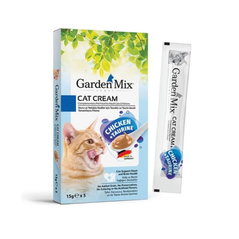 Garden Mix Tavuk Taurin Ek Besin ve Kedi Ödül Kreması (5 x 15 Gr)