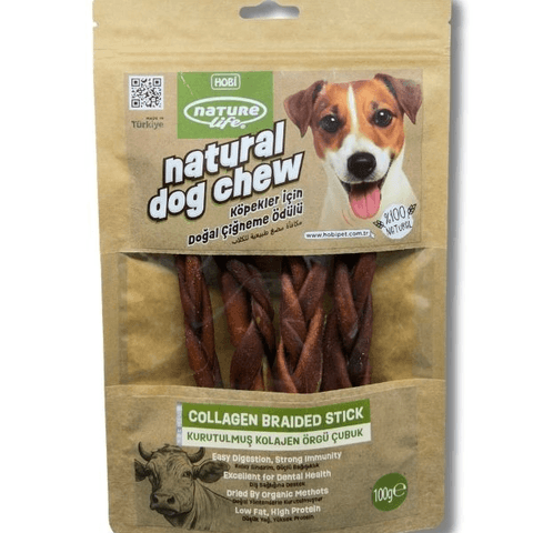 Naturelife Kurutulmuş Kolajen Örgü Çubuk Köpek Çiğneme Ödülü 100 g