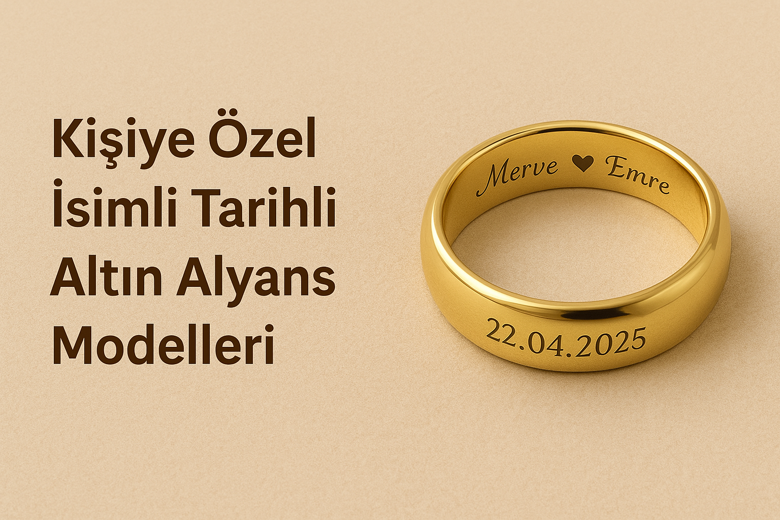 Kişiye Özel İsimli Tarihli Altın Alyans Modelleri